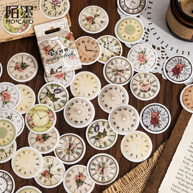 

4pcs (4biji) Vintage clock sticker / stiker jam vintage retro aesthetic