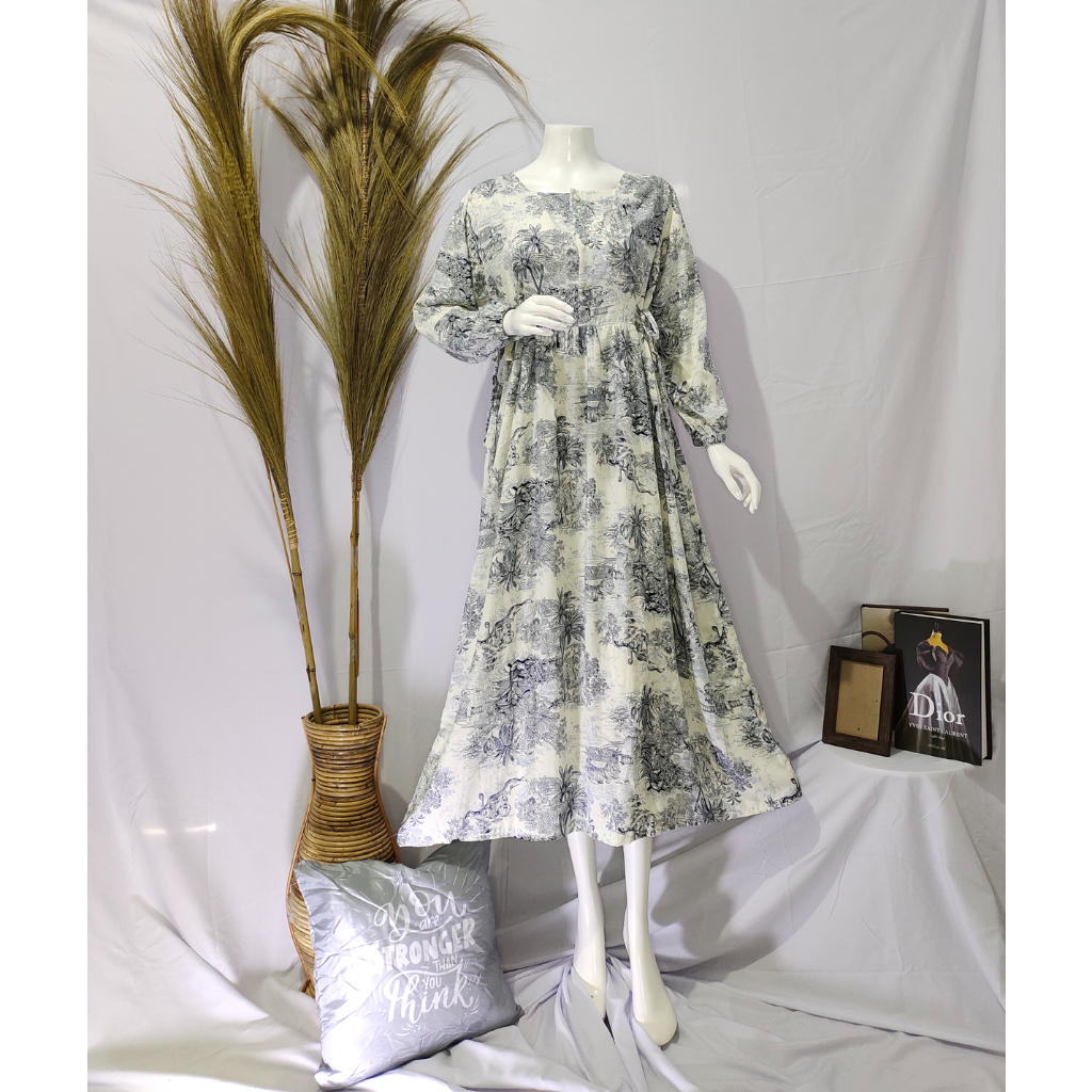 Hiyori Dress Pakaian Tidur Dan Piyama Tulsaa Bahan Kaun Rayon Diamond Nyaman Bumil Busui Hijab Frien