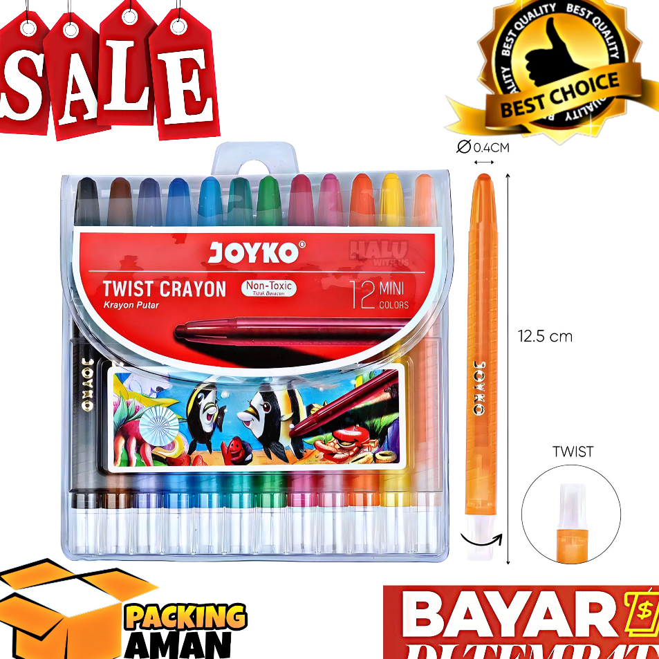 

Terlaris (BISA COD) PROMO 1 Set 12 Warna Krayon Putar Mini Twist Crayon Joyko TWCR / Alat Mewarnai Stock Banyak