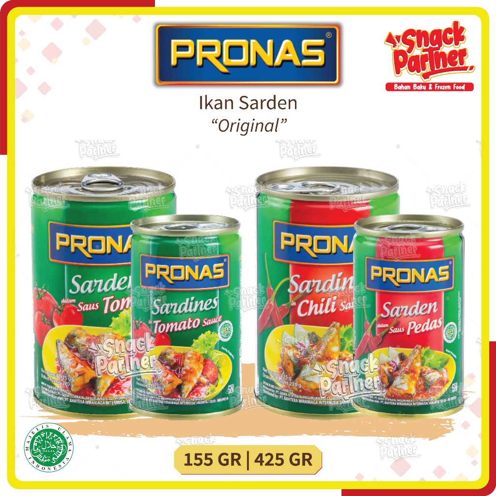 

PRONAS - IKAN SARDEN 155 / 425 GR - Kaleng Dalam Saus Saos Tomat Cabe - Sardines Mackerel in Tomato Chili Hot Sauce 155gr 425gr