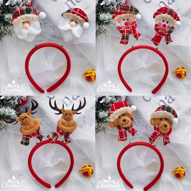 bando natal motif boneka syal / christmas bandana / bando bear natal / bando deer natal / xmas acc /