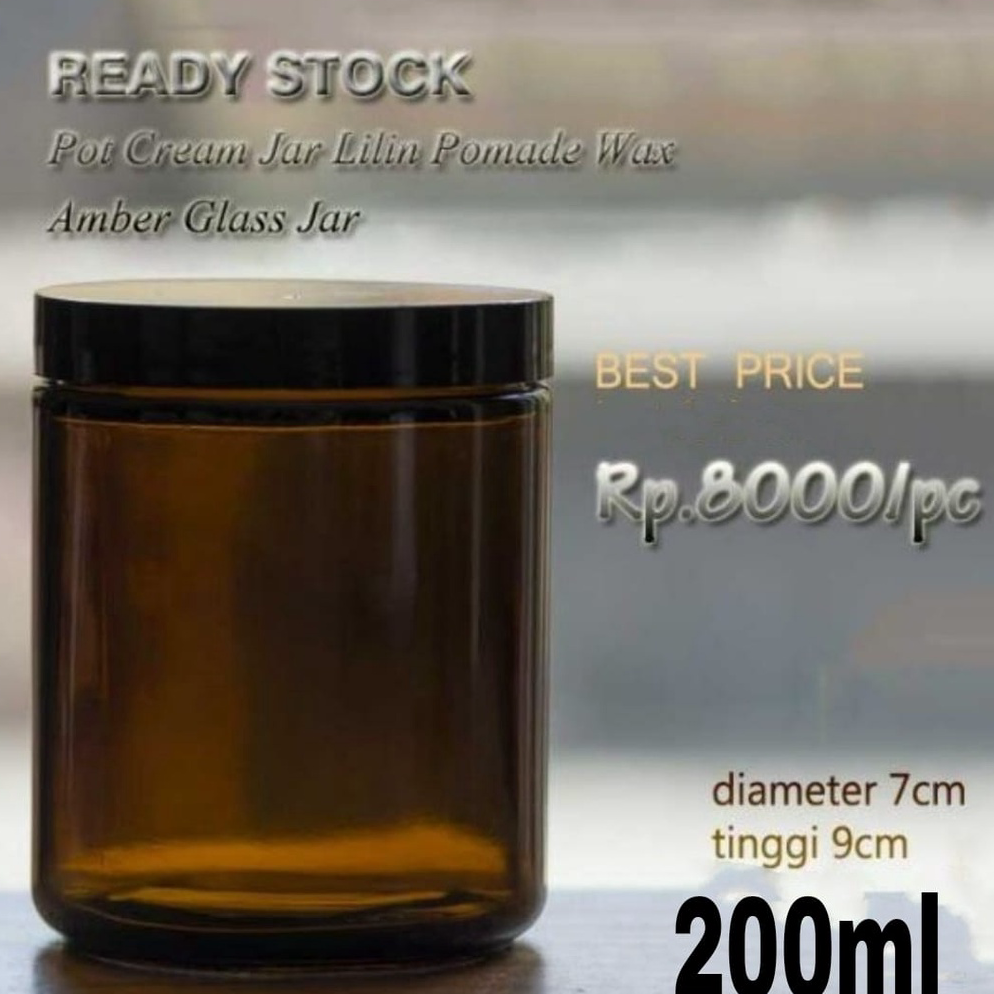 ✨ Pot Cream Pot Krim Amber Glass Jar 200ml 270ml Pot Pomade Wax Lilin Kosmetik Lulur Masker 200gram 