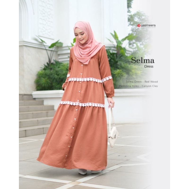 DISKON YASMEERA - Selma dress ori yasmeera Gamis Polos Kombinasi Renda
