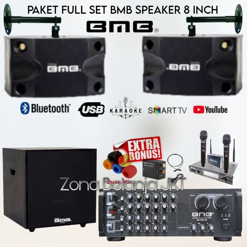 PAKET SOUND SYSTEM KARAOKE SET FULL BMB 8 INCH + SUBWOOFER 12 INCH MURAH BERKUALITAS ORIGINAL