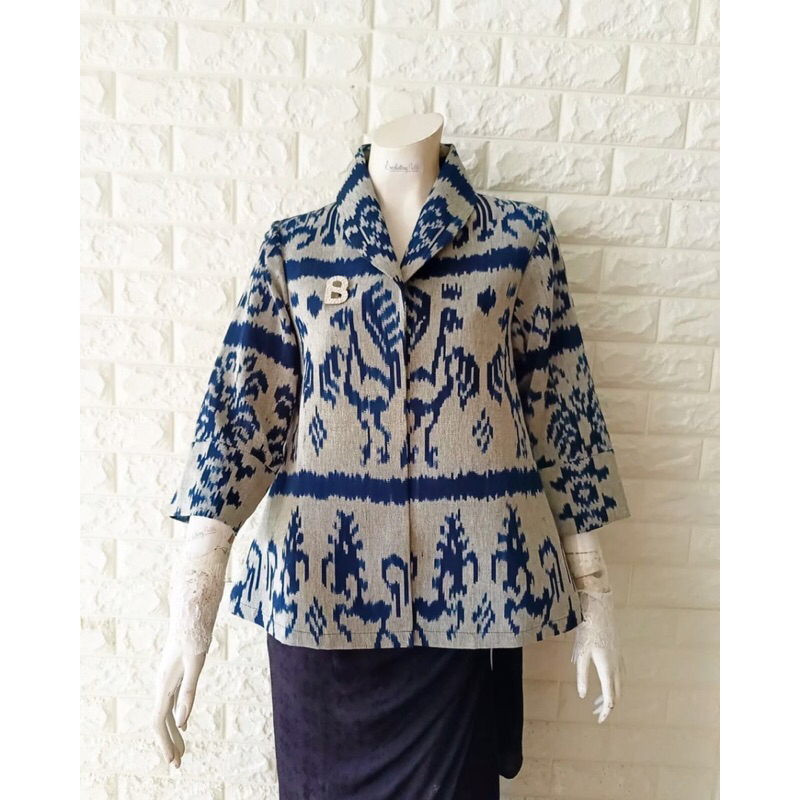 Blazer tenun wanita motif Sumba baju tenun jepara blazer jumbo atasan wanita fashion wanita