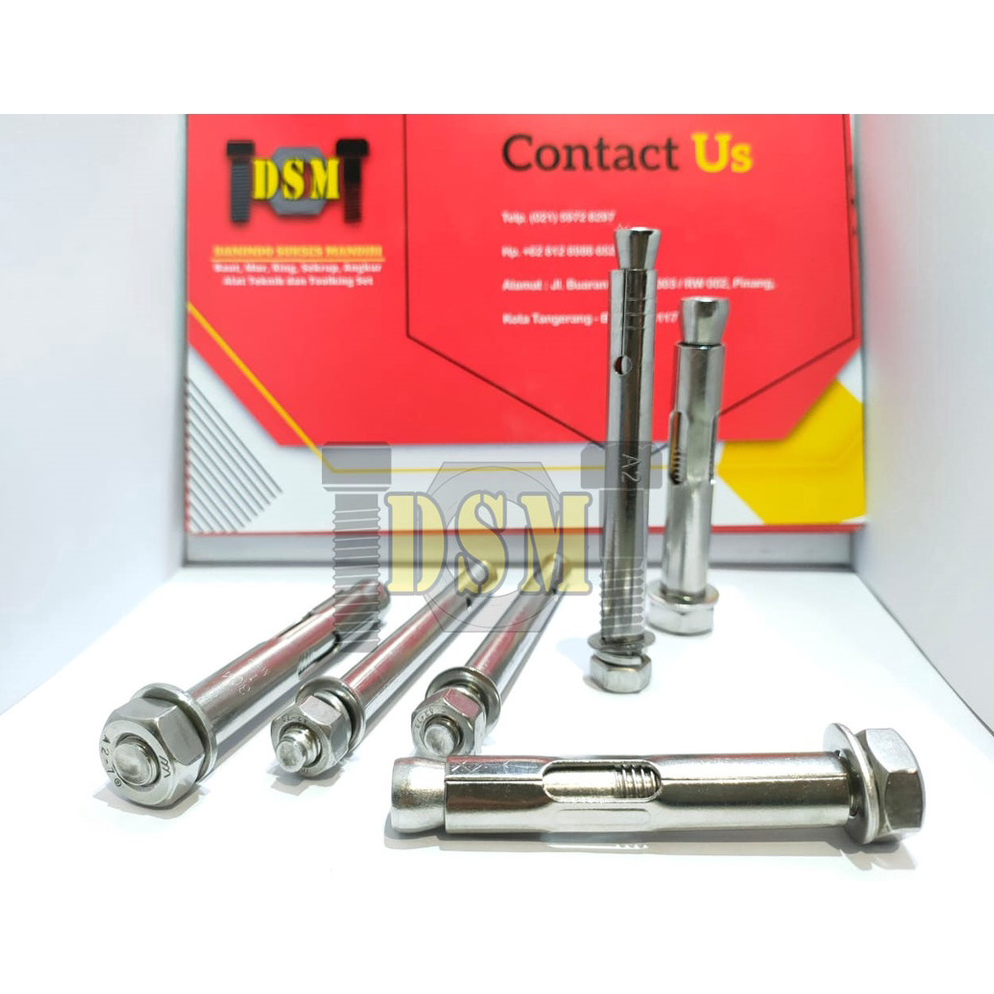 PAKET LENGKAP>>> SS 304 / Dynabolt Stainless M12x100 / Dinabolt M12 / Anchor Bolt 10CM