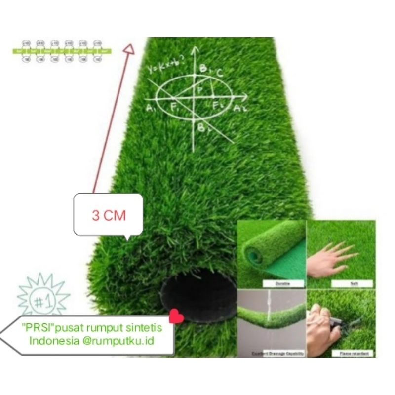 Rumput sintetis type Swiss/tebal 3 cm/ 1 meter x 1 meter