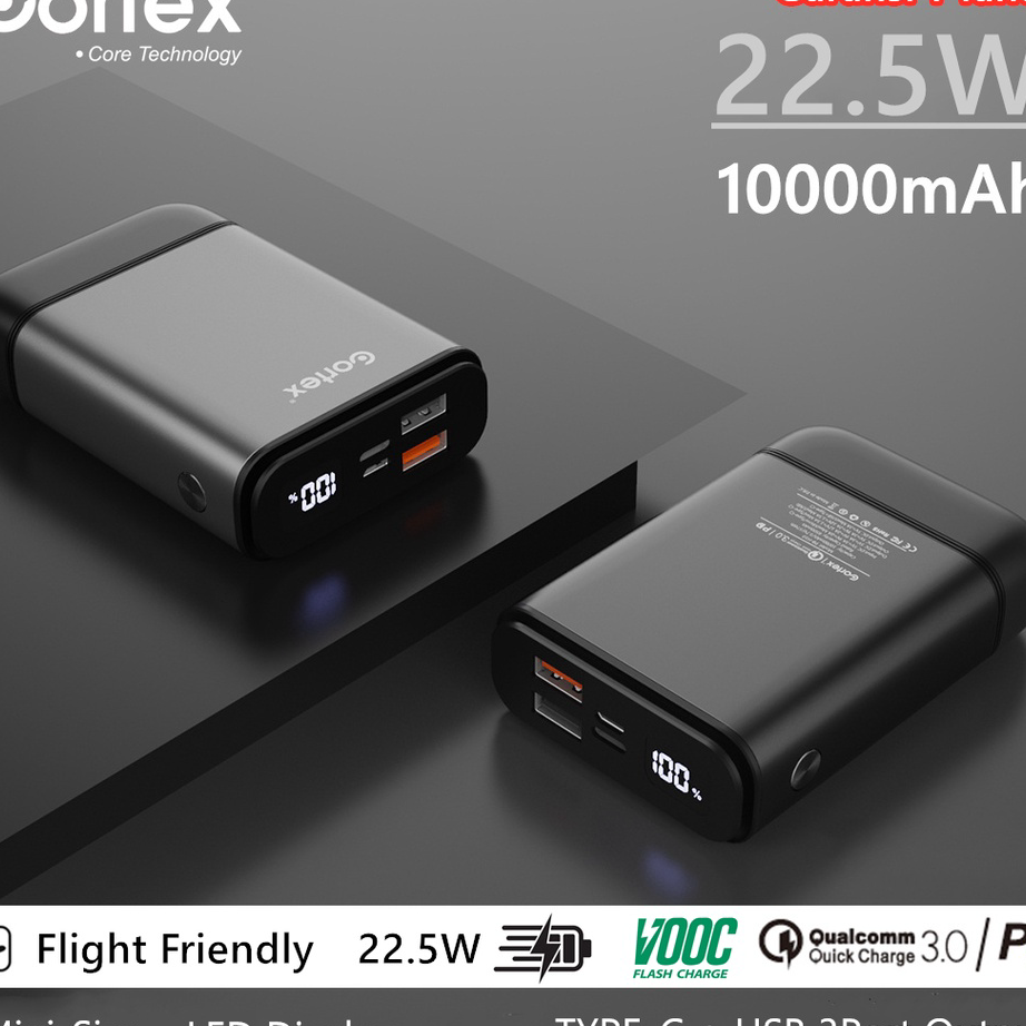 CTDT8543 (C6369]  Cortex 10000mAh 22.5W Super Fast Charging mini Powerbank QC3.0+PD3.0+VOOC Type-c +