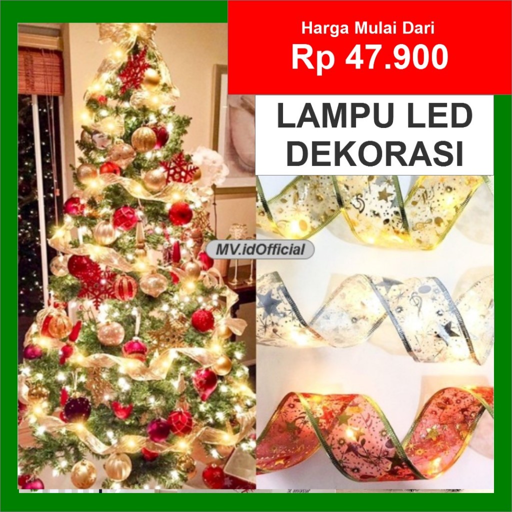 Pita Lampu LED Dekorasi Pohon Natal / Pita Kawat Lampu Hiasan Natal / dekorasi pohon natal / pita la