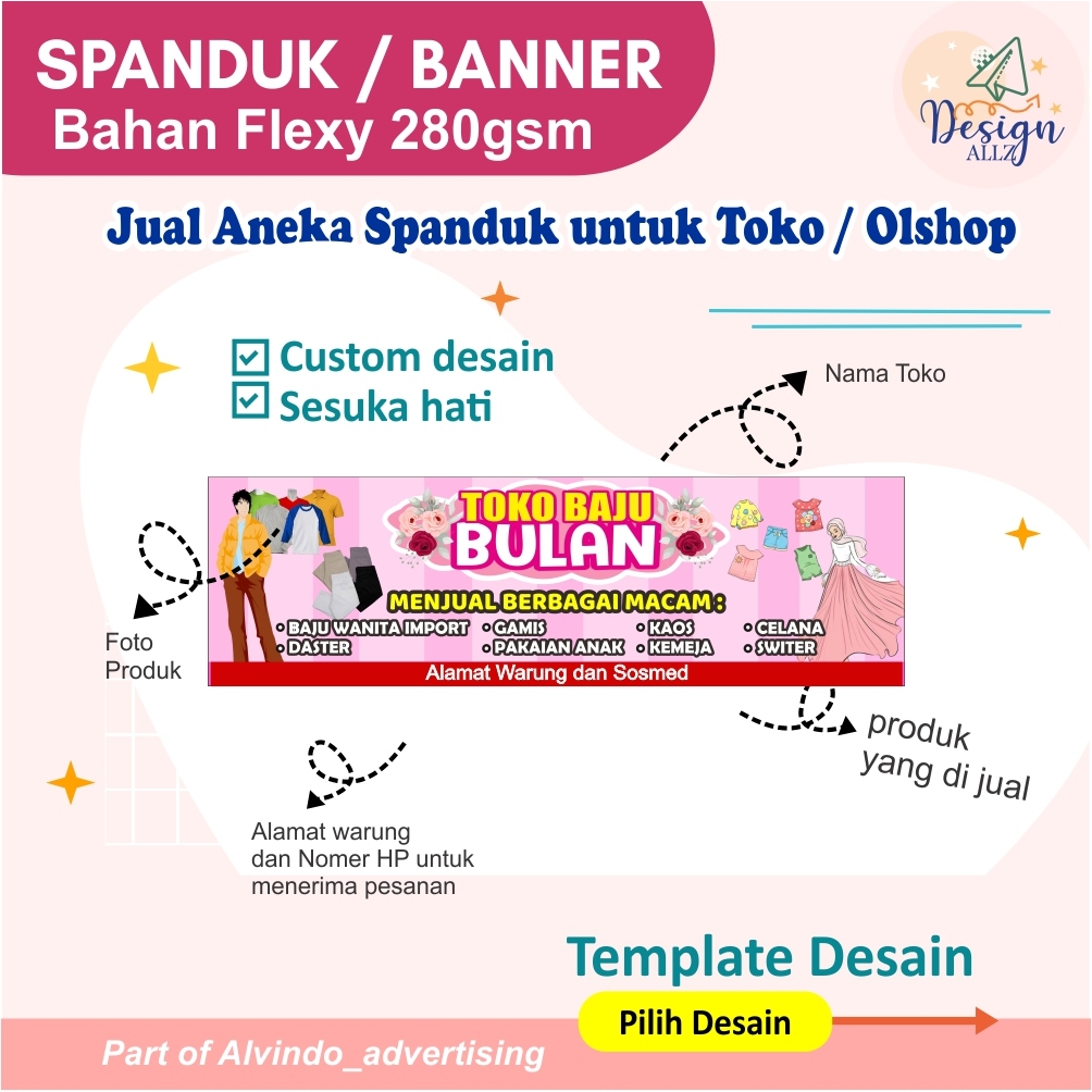 SPANDUK/BANNER USAHA OLSHOP WARUNG (CUSTOM)