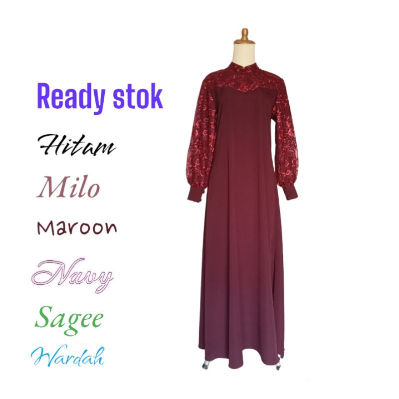 Taqeeya Dress|Dress wanita kombinasi brokat