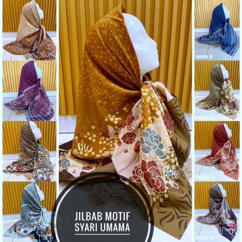 [BISA COD] HIJAB SEGIEMPAT SYARI MOTIF VOAL UMAMA PREMIUM JILBAB PREMIUM SCARF MIRACLE PRINT KANTORA
