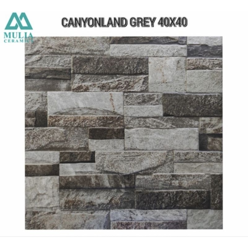 Keramik Kasar Untuk Garasi Motif Batu Alam 40x40 Canyonland  Grey