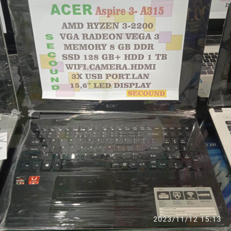 Laptop Acer Aspire 3-A315 Ryzen 3 Second.