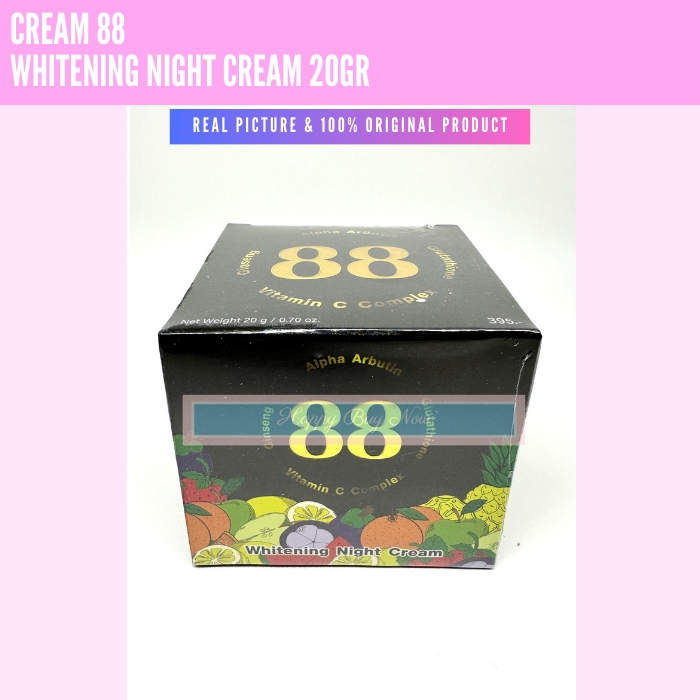 CREAM 88 THAILAND GINSENG ALPHA ARBUTIN GLUTATHIONE VITAMIN C COMPLEX WHITENING NIGHT CREAM 20GR
