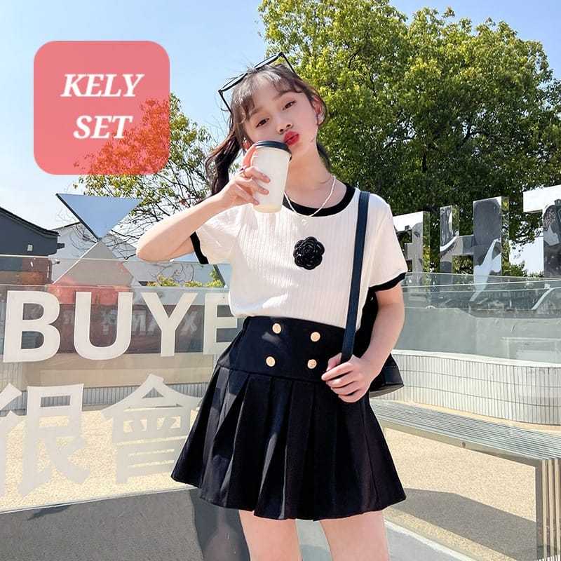 BAJUKIDDIE KELY SET BAJU SETELAN ANAK REMAJA CEWEK IMPORT ALA KPOP KOREA FASHION CASUAL