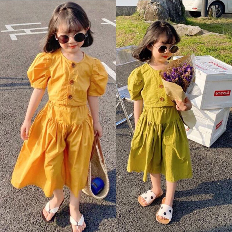 setelan anak kulot 4-11thn/setelan katun anak import/baju anak korea/fashion anak cewek/setelan kulo