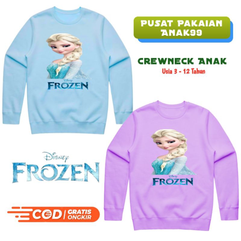 Sweater Crewneck Anak Perempuan FROZEN Usia 3-12 Tahun Bisa COD || Jaket Sweater Anak Perempuan Terb
