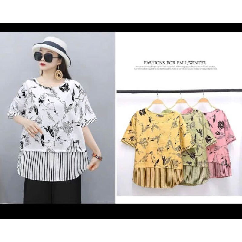 Blouse katun motif bunga