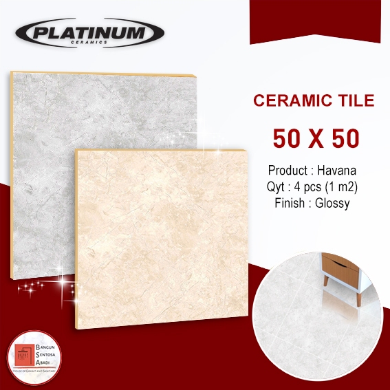 KERAMIK PLATINUM 50X50 HAVANA CORAK GLOSSY MURAH /LANTAI KERAMIK TILE