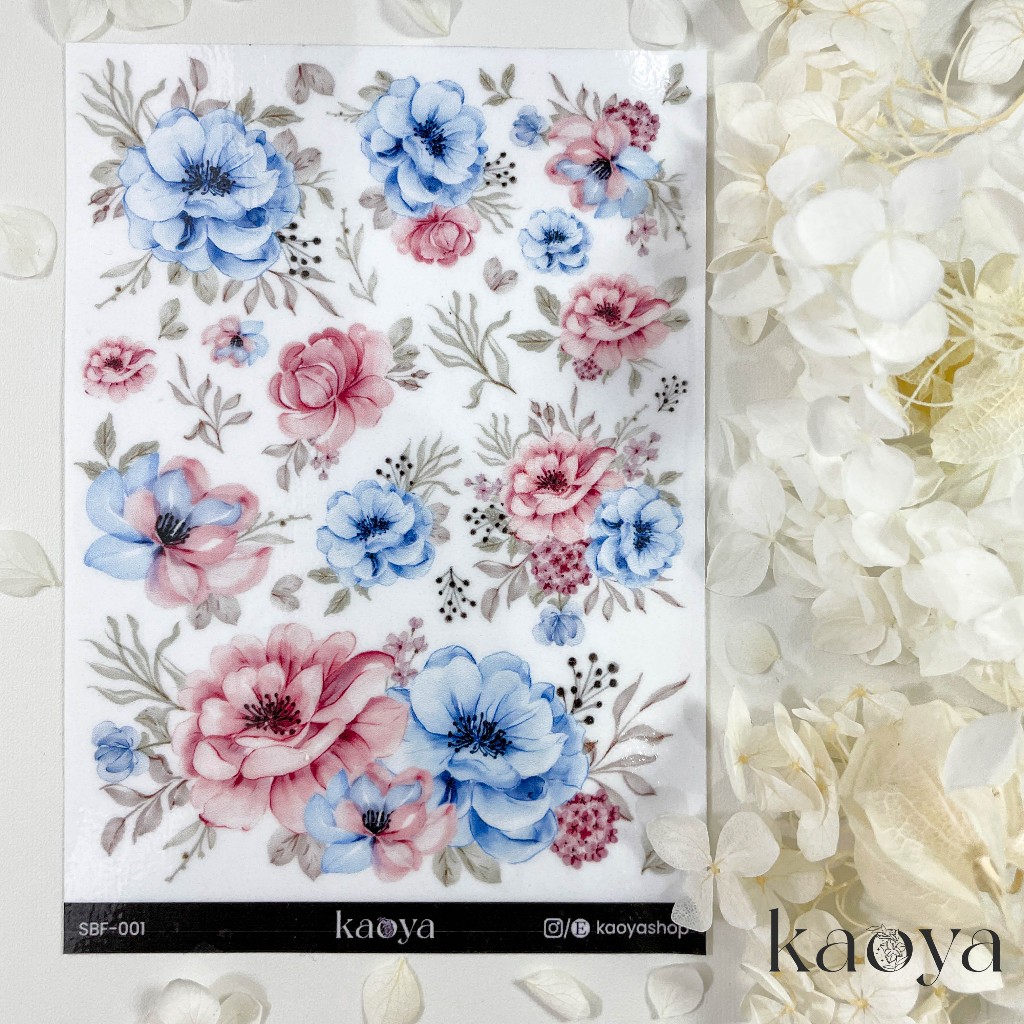 

Watercolor Flower Sticker 1 Stiker Bunga Transparan / Matte Putih Dekorasi Jurnal Journal Journaling Bujo Scrapbooking
