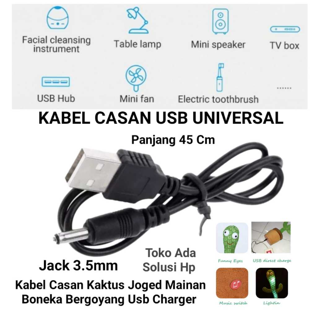 Kabel Casan Kaktus Joged Mainan Boneka Bergoyang Usb Carger Charger Data Cas Kipas angin Mini Portab