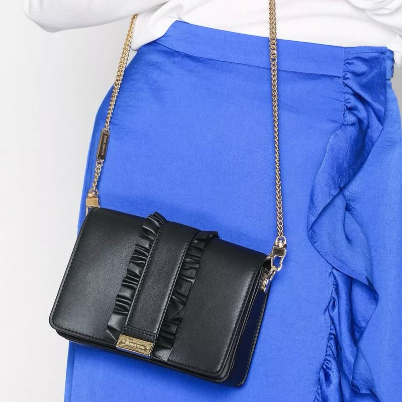 Original Michael Kors Jade Medium Gusset Leather Crossbody Clutch Bag