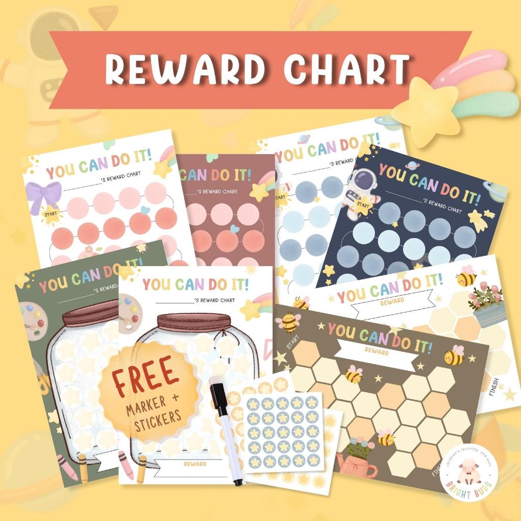 

⭐️BEST SELLER⭐️ Reward Chart Anak Wipe And Clean Reusable Sticker | Responsibility Chart