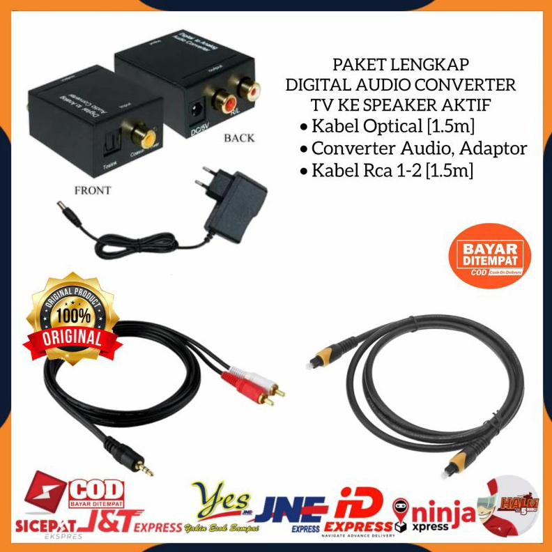 Termurah [COD] PAKET LENGKAP AUDIO CONVERTER DARI TV KE SPEAKER AKTIF HOME THEATER / DIGITAL TO ANAL
