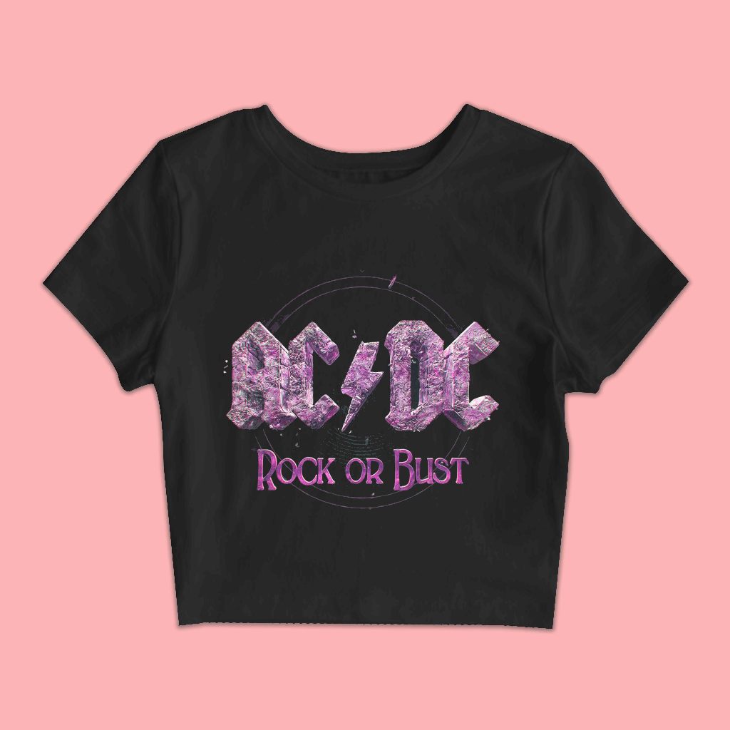 Baby Tee Acdc Rock Or Bust Vintage Crop Tee