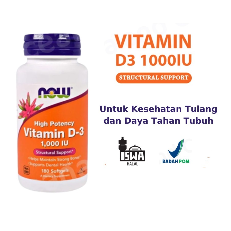 NOW Vitamin D-3 1000 IU / VIT D3 1000 Halal 180 S