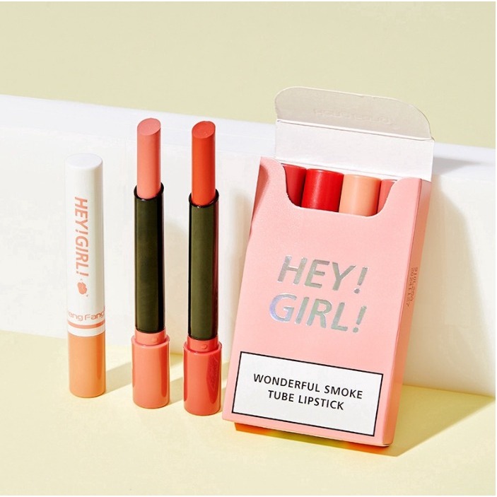 [isi 4 pcs] HEY GIRL Lipstik Perbox isi 4 pcs by Hengfang - HEY! GIRL! Wonderful Smoke Tube Lipstick