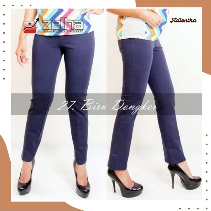Celana ZETHA BIRU DONGKER size S M L XL | Celana Panjang Wanita Jumbo Zetha | Legging Zetha | Celana