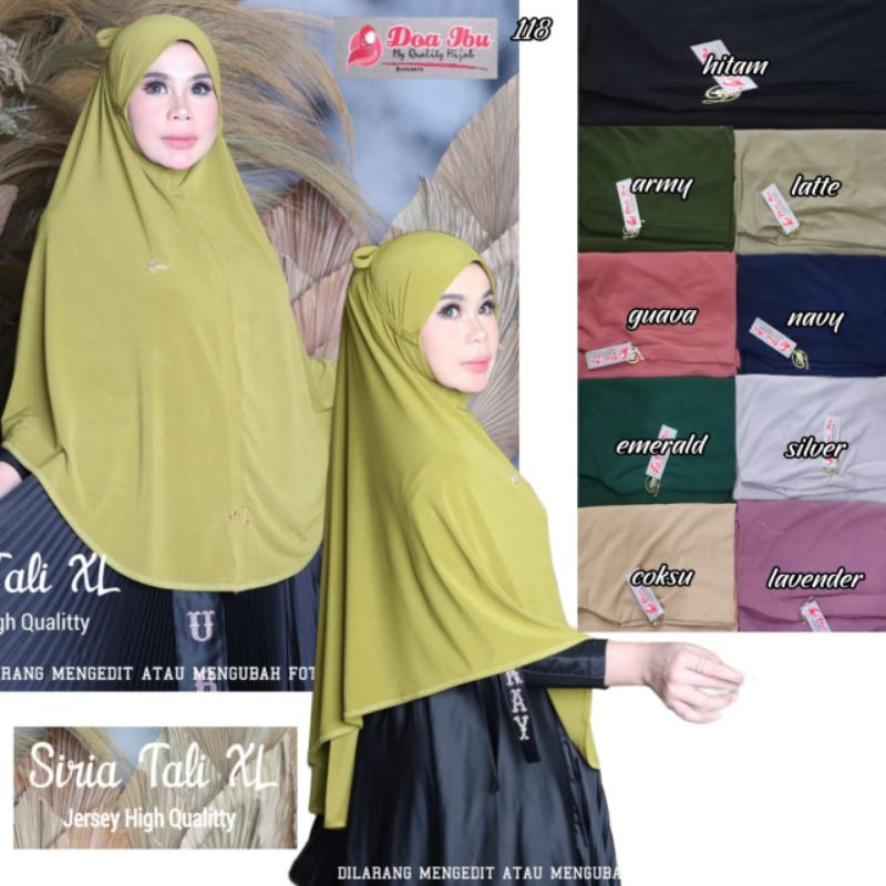 Syiria tali xl Jersey by doa ibu / syira tali polos jumbo/ hijab doa ibu