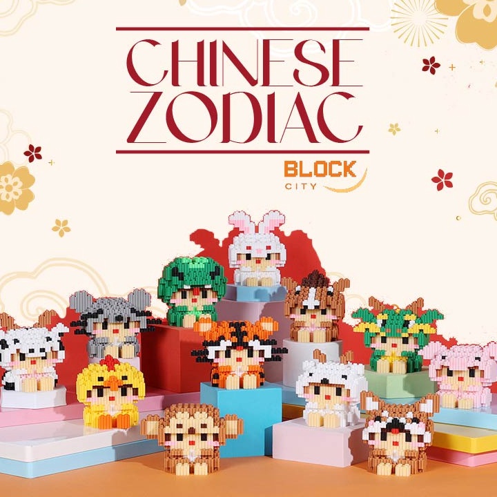 Produk Keren Nano Block 12 Shio Series Balok Bentuk Hewan Lucu Nano Balok 3D Building Block Mainan E