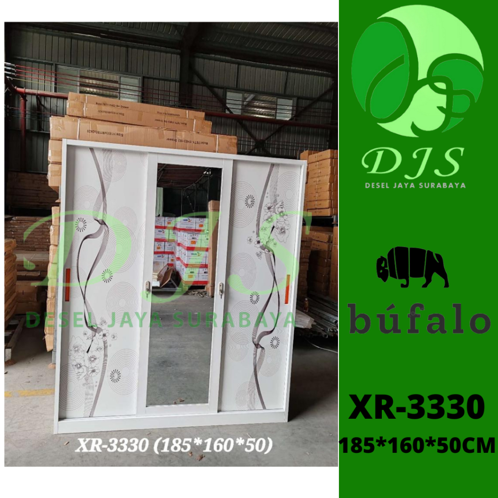 Lemari Baju Besi Sliding LB-3330 - Lemari Baju 3 Pintu - Lemari Baju Besi - Lemari sliding Baju Besi