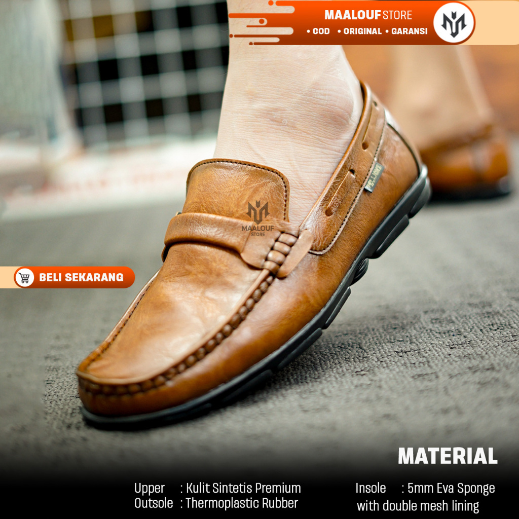 MLF x SWITZA - Sepatu Slip On Kulit Pria Undangan Formal Resmi Casual Kulit Sapi Asli Garut Kondanga
