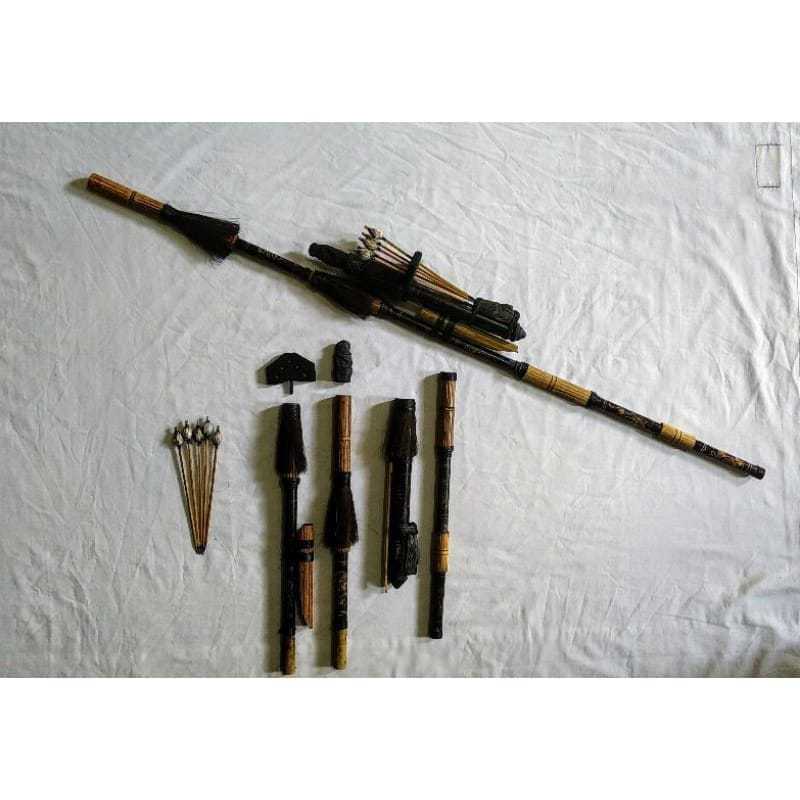 sumpit dengan model suku Dayak unik dan tradisional terbuat dari bambu harga paling murah