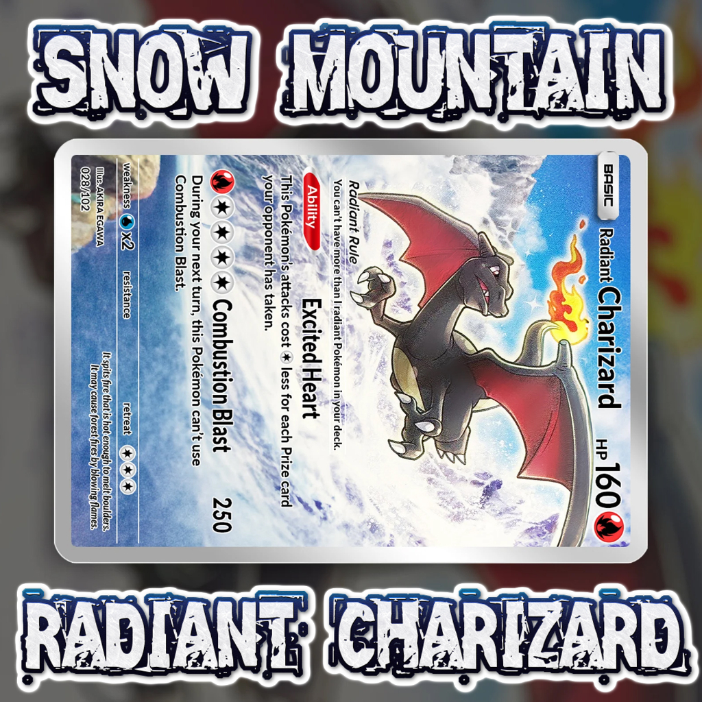 KARTU POKEMON TCG HOLOGRAM ENGLISH VERSION FULL ART - RADIANT CHARIZARD (SNOW MOUNTAIN)