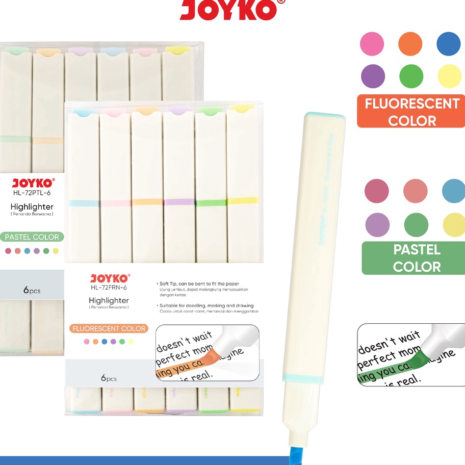 

Terbaru Penanda Berwarna Highlighter Joyko HL-72FRN ~ 72PTL 6 Warna ➸➚✣