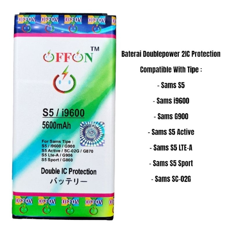 Baterai Battery Doublepower Samsung Galaxy S5 S5 Active S5 LTE S5 Sport i9600 G900 SC-02G Batre