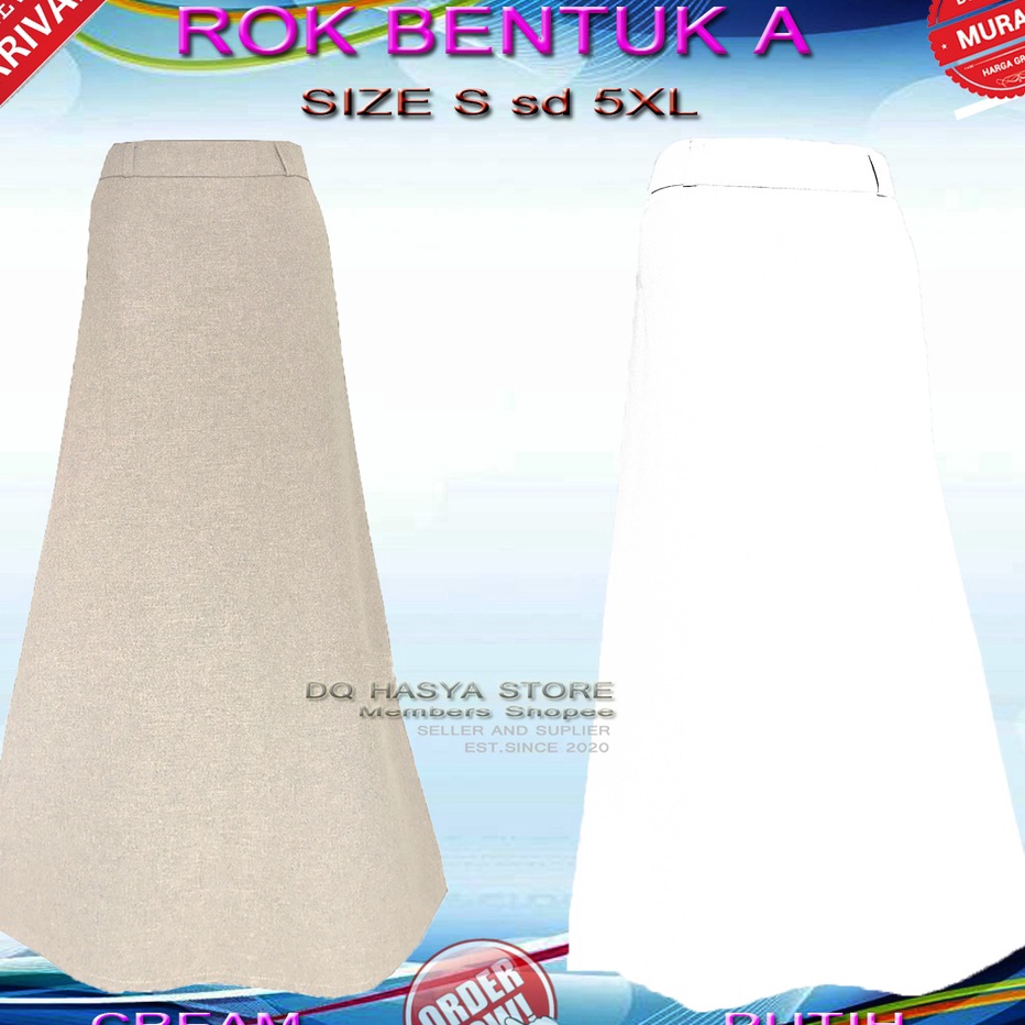 KRZN4044 COD Rok Model A Panjang Putih  Formal Kerja Kantor / Rok A-line Maxi Muslim Jumbo