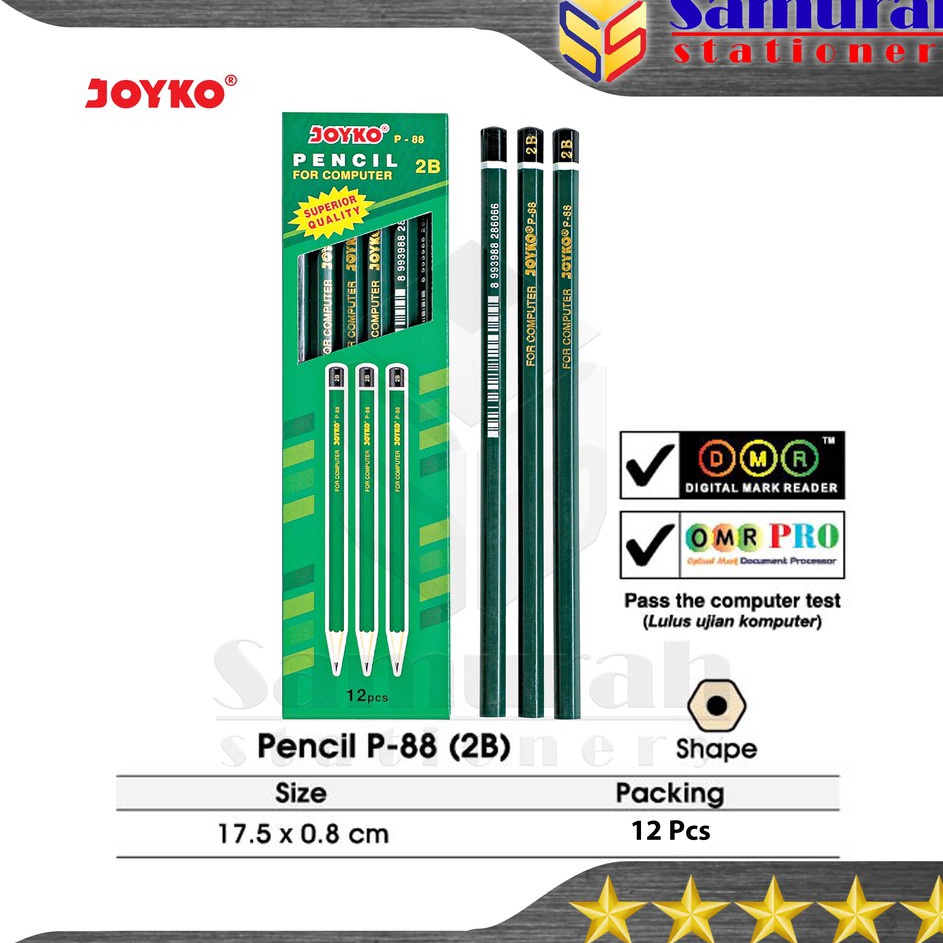 

Ready Stok Pensil Kayu Joyko 2B P88 ( Hijau ) Terlaris Favorite / Wooden Pencil P 88 / Pensil Murah Raut P-88 ➤➪✼✰