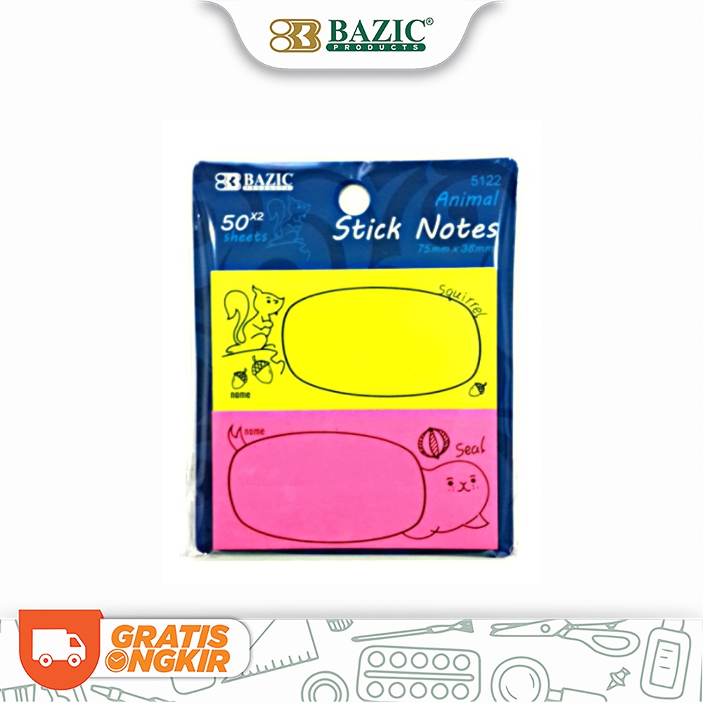 

Bazic Animal Stick Notes 75 x 38 mm - Sticky Memo Lucu