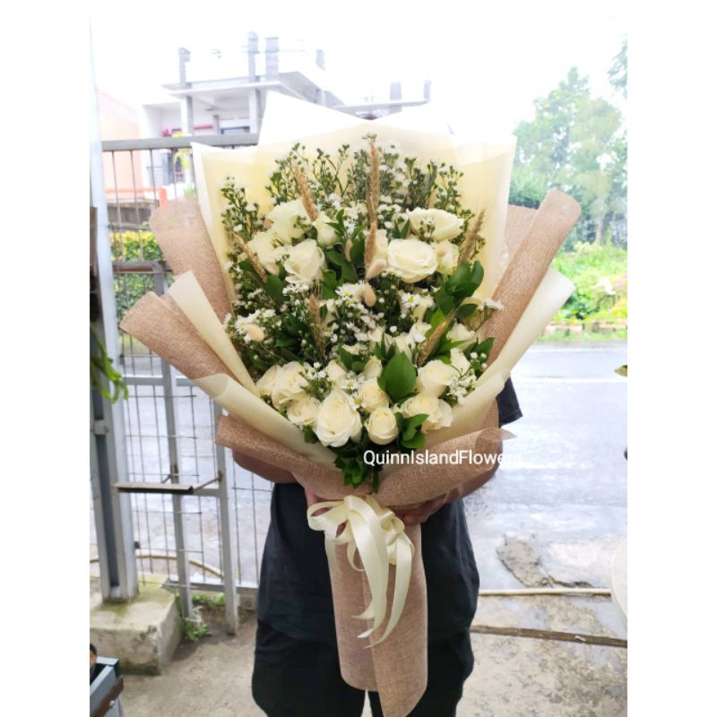 Buket Bunga Asli Fresh - Roses Aster Pikok - Size XL - Florist Bandung - Toko Bunga Bandung