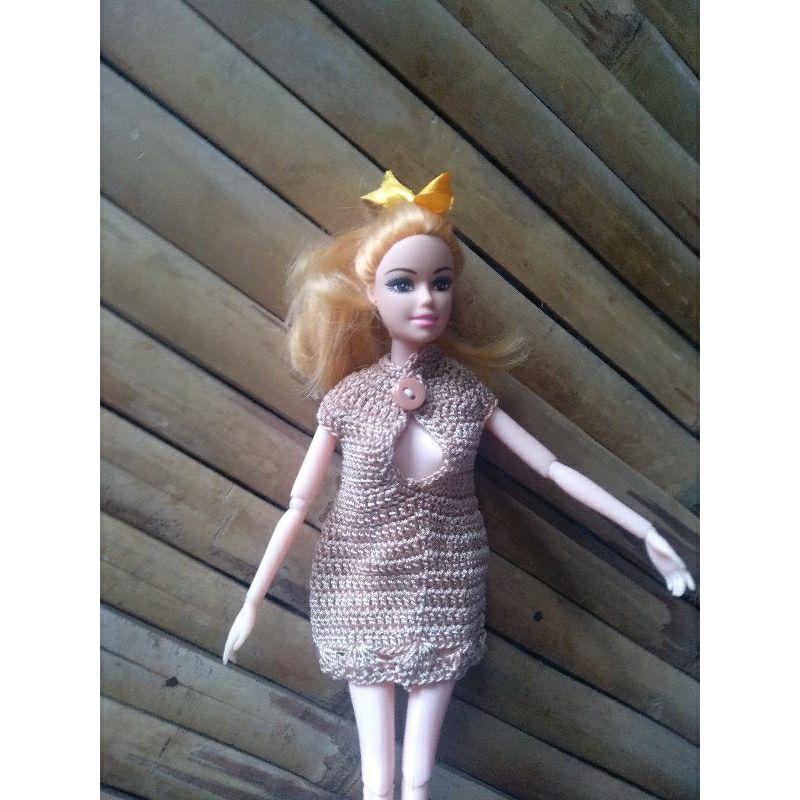 baju rajut boneka barbie model baru