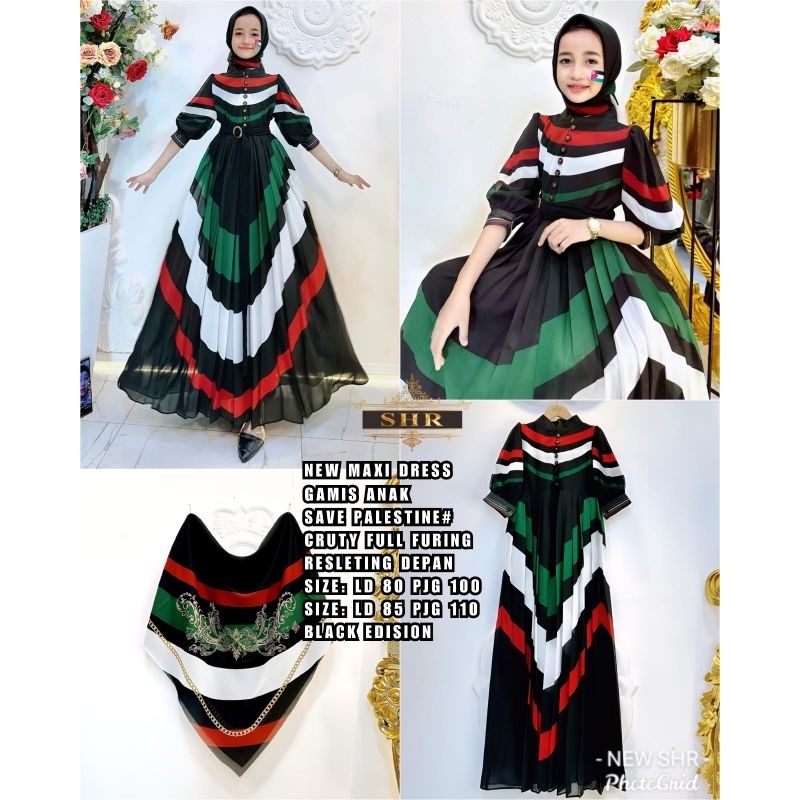 GAMIS SHR ANAK PALESTIN PLISKET TERBARU MURAH MEWAH VIRAL LARIS
