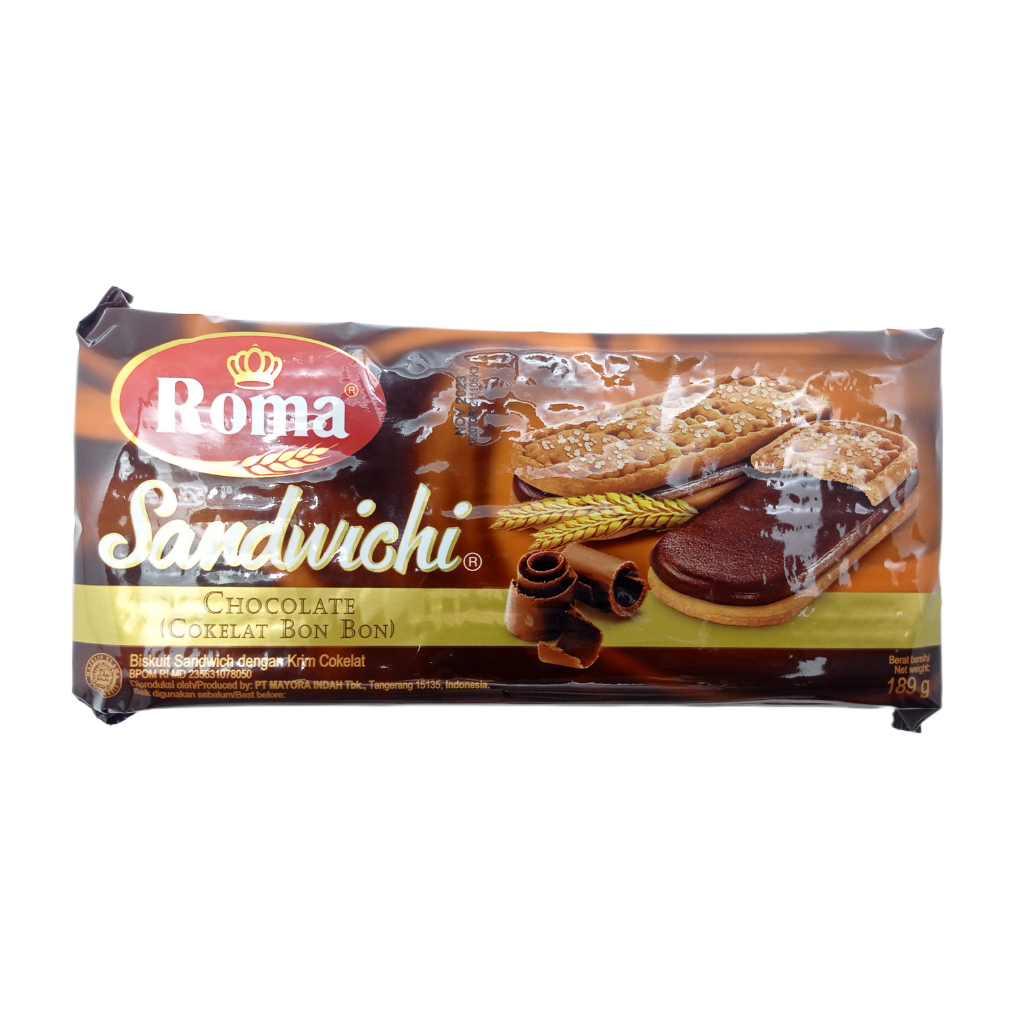 

Biskuit Sandwich dengan Krim Cokelat Roma Sandwichi Chocolate 189 g