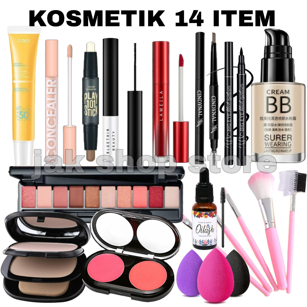 Paket Kosmetik Super Varian Lengkap 14 In 1 Lameila Alat Makeup 1 Set Terlaris Bisa COD Paket Cosmet