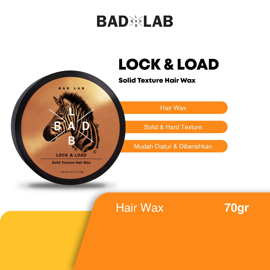 BAD LAB Pomade  Lock & Load Solid Texture Hair Wax 70gr - Minyak Rambut Pria Untuk gaya rambut yang 